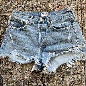 Agolde Parker button up denim shorts